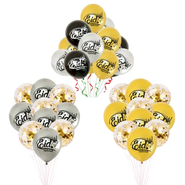 10/15 pièces Eid Mubarak ballon en Latex Ramadan Kareem décoration lune étoile château confettis Air Globos musulman islamique Festival fête - Image 2