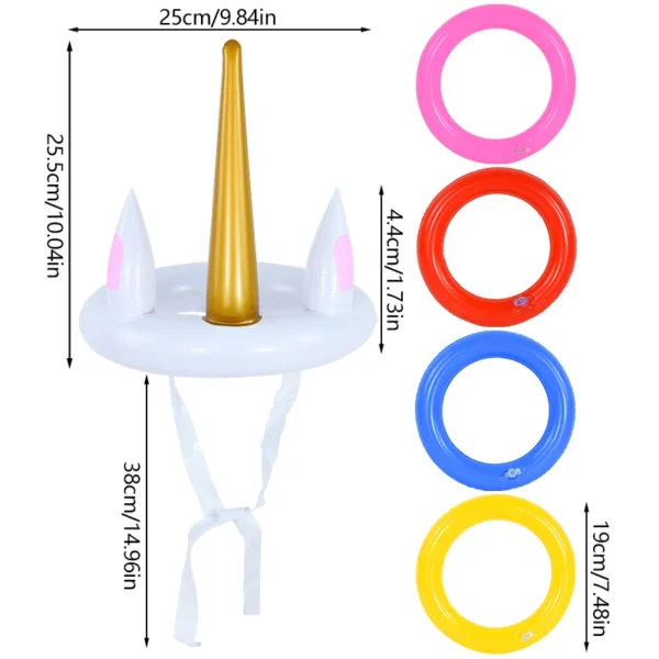 Jeu de lancer de fête licorne en plein air, jouets de piscine flottants, cadeaux gonflables pour fête d'anniversaire pour enfants, Sport aquatique, décoration de fête sur la plage - Image 10