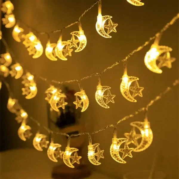 Guirlande lumineuse lune étoile Eid Mubarak 2025, décoration du Ramadan pour la maison, décor de fête musulmane islamique, cadeaux Eid Al Adha