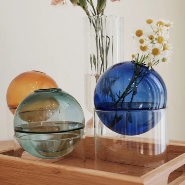 Mini Vase à fleurs rond, récipient hydroponique, Micro bouteille écologique en verre de paysage, bouteille en verre Borosilicate avec décoration de la maison