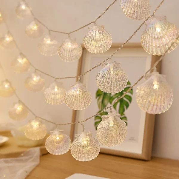 Guirlande lumineuse LED coquillages à piles, ornement de noël, fête de mariage, arbre de noël, décor du nouvel an, lumière féerique