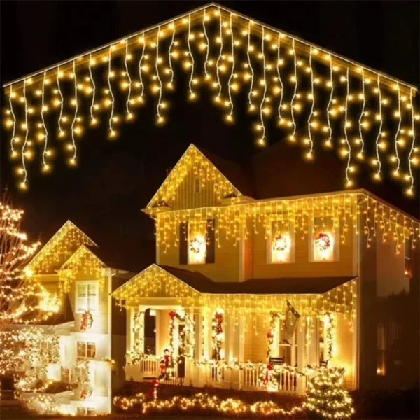 Guirlande de noël rideau LED lumières de glaçons feston lumière LED tombant cascade chaîne lumières extérieur jardin rue avant-toit décor
