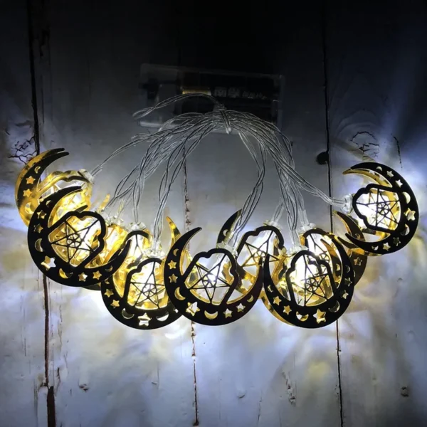 Eid Mubarak Moon Star Light String Ramadan décoration 2025 pour la maison musulmane Islam Party Decor Ramadan Guirlande lumière Al-Fitr cadeaux - Image 3