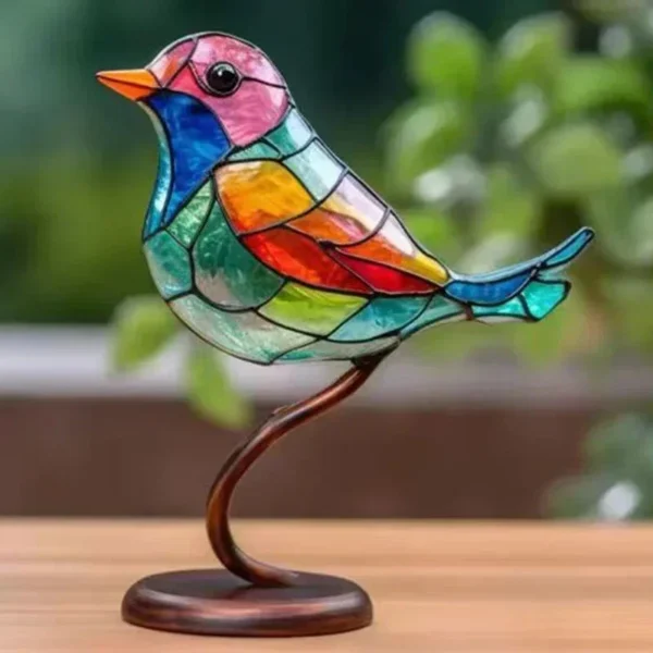 Branche d'Oiseaux en Acrylique Teinté, Ornements de Bureau, Statue Artisanale Multicolore Double Face, Décoration de Bureau, 5 Oiseaux, 3 Oiseaux, 2 Oiseaux - Image 7