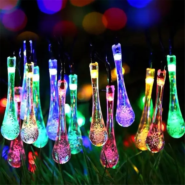 Guirxiété lumineuse solaire étanche, gouttelettes d'eau, décoration extérieure, guirxiété lumineuse, Noël, fête de mariage, jardin