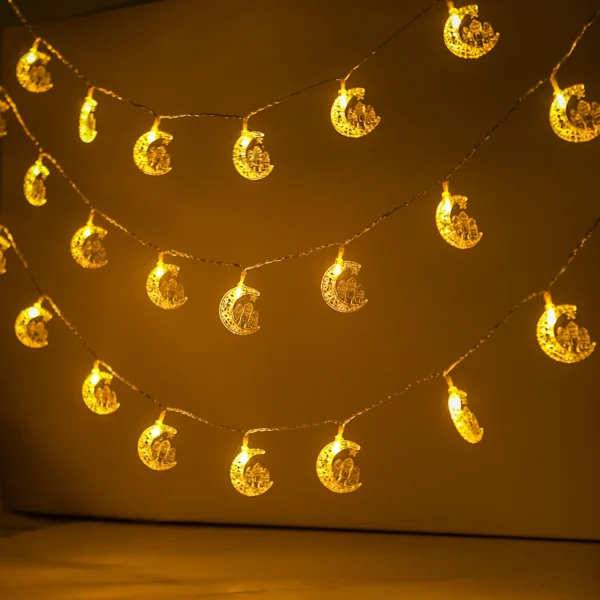 Guirlande lumineuse lune étoile Eid Mubarak 2025, décoration du Ramadan pour la maison, décor de fête musulmane islamique, cadeaux Eid Al Adha - Image 5