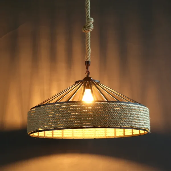 Vintage chanvre corde suspension 30/40/50 cm Restaurant LED suspension lampe industrielle vent créatif Edison ampoule décor lampes suspendues