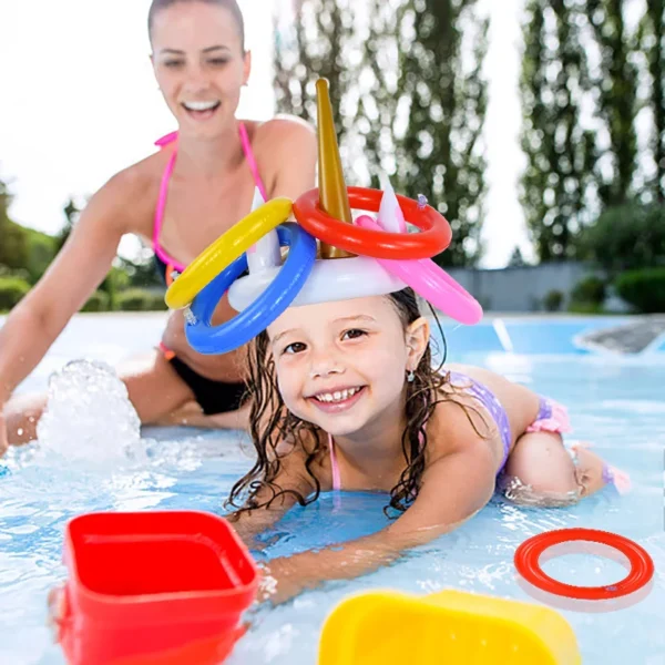 Jeu de lancer de fête licorne en plein air, jouets de piscine flottants, cadeaux gonflables pour fête d'anniversaire pour enfants, Sport aquatique, décoration de fête sur la plage - Image 4