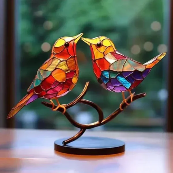 Branche d'Oiseaux en Acrylique Teinté, Ornements de Bureau, Statue Artisanale Multicolore Double Face, Décoration de Bureau, 5 Oiseaux, 3 Oiseaux, 2 Oiseaux - Image 9