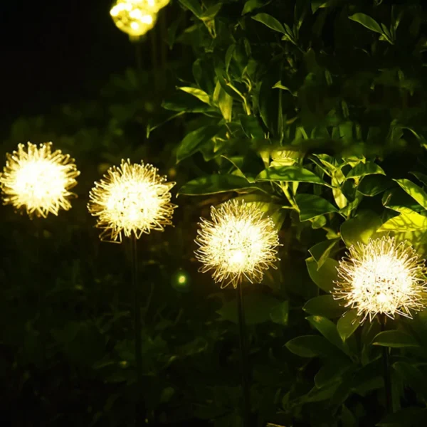Piquets de pissenlit en boule de fer pour jardin, lampe à fleur solaire, lumière LED extérieure, escales artistiques de cour, veilleuse dégradée