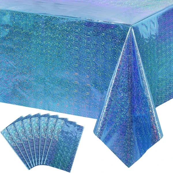Nappe en plastique irisée, jetable et brillante, couverture de Table Laser, feuille holographique, décoration de fête pour anniversaire et mariage - Image 3