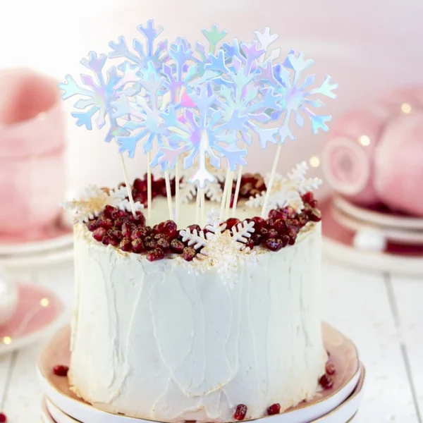Décoration de gâteau Chi en forme de flocon de neige pour enfant, fourniture de fête préChristophe, d'anniversaire, de Noël, de mariage, 20 pièces - Image 2