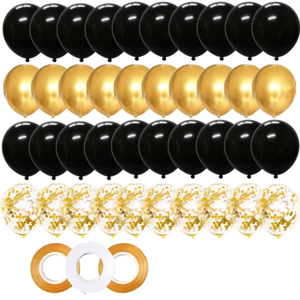 40 pièces 12 pouces or noir mixte confettis ballons en Latex garçon fille anniversaire adulte femme homme décorations de fête remise des diplômes nouvel an