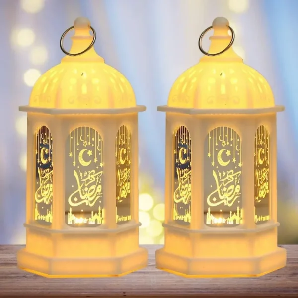 Lanterne musulmane du Ramadan, ornement EID Mubarak, veilleuse LED pour Festival, cadeau Eid Al Adha, décoration du Ramadan Gurbang pour la maison