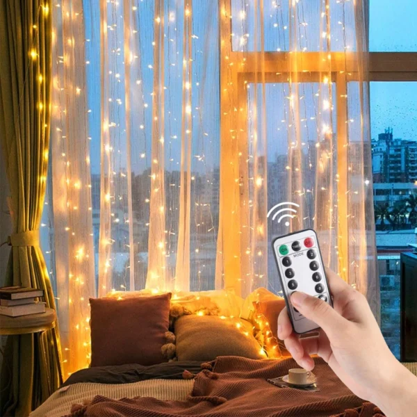 3M LED Rideau Guirlande Lumière Chaîne Télécommande USB Fée Lampe Rustique Mariage De Noël Ramadan Décoration 2025 Eid Mubarak - Image 2
