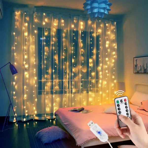 3M LED Rideau Guirlande Lumière Chaîne Télécommande USB Fée Lampe Rustique Mariage De Noël Ramadan Décoration 2025 Eid Mubarak - Image 3