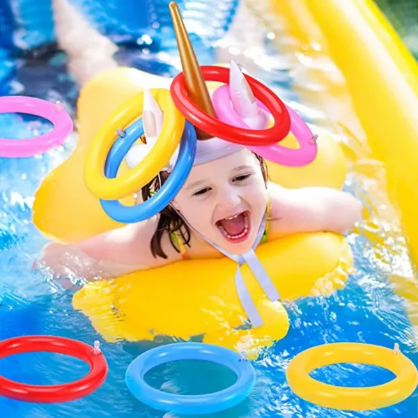 Jeu de lancer de fête licorne en plein air, jouets de piscine flottants, cadeaux gonflables pour fête d'anniversaire pour enfants, Sport aquatique, décoration de fête sur la plage - Image 2