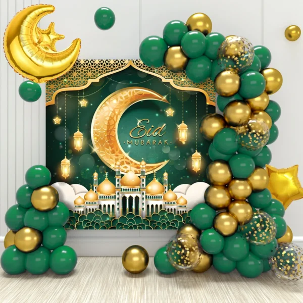 Eid Mubarak Vert Or Ballon Guirlande Arche Ramadan Kareem Décoration Pour La Maison 2025 Ramadan Musulman Islamique Fête Décor