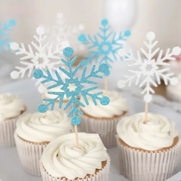 Décoration de gâteau Chi en forme de flocon de neige pour enfant, fourniture de fête préChristophe, d'anniversaire, de Noël, de mariage, 20 pièces