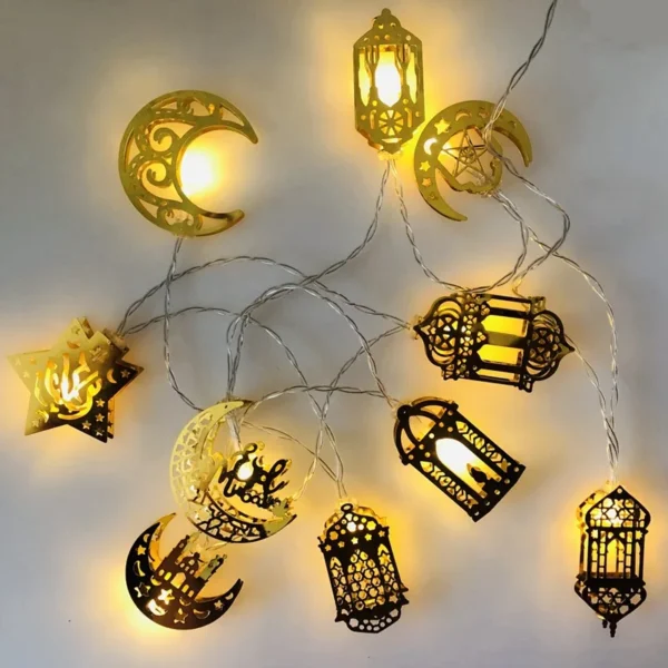 Eid Mubarak Moon Star Light String Ramadan décoration 2025 pour la maison musulmane Islam Party Decor Ramadan Guirlande lumière Al-Fitr cadeaux