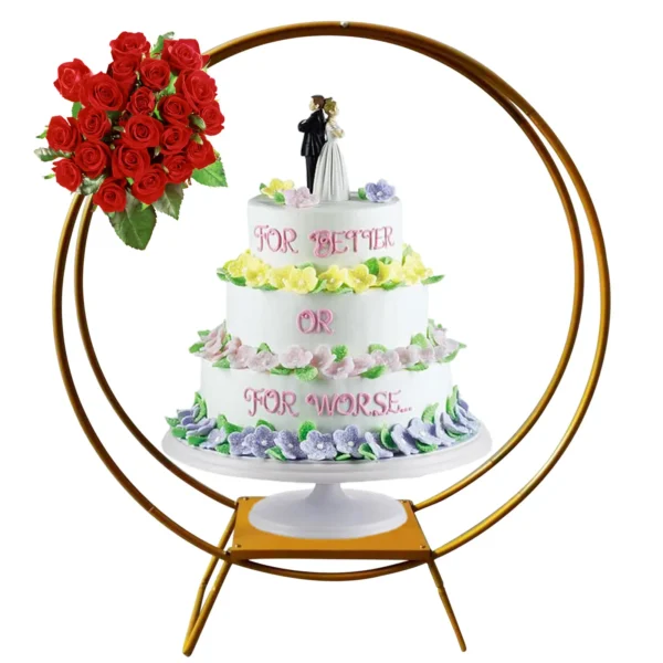 Support à gâteau en fer doré, support à fleurs, fournitures de fête de mariage, décoration de Noël, 31.5 po - Image 5