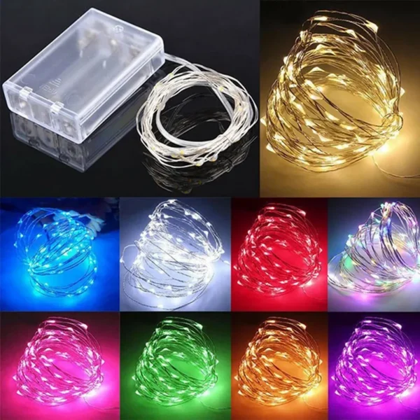Guirxiété lumineuse LED dégradée en fil de cuivre, 1 paquet, 1 m, 2 m, 3 m, 5 m, 10m, batterie 62, décoration de mariage, chambre, fête de jardin