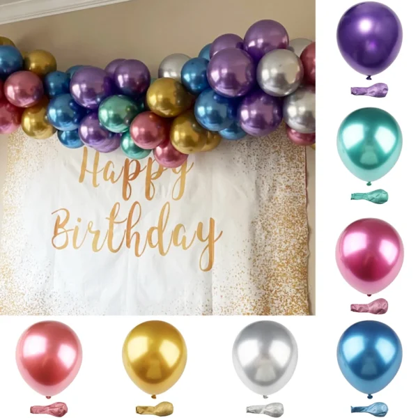 Ballon métallique de 10 pouces, 10/20/30/50 pièces, Ballons en Latex, décoration de joyeux anniversaire, fourniture de fête de mariage et de noël, ballons pour réception-cadeau pour bébé - Image 3