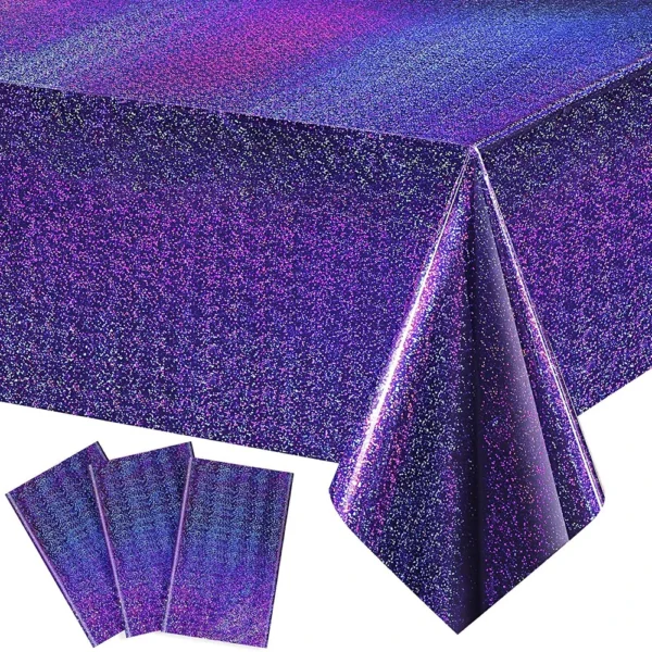 Nappe en plastique irisée, jetable et brillante, couverture de Table Laser, feuille holographique, décoration de fête pour anniversaire et mariage - Image 6