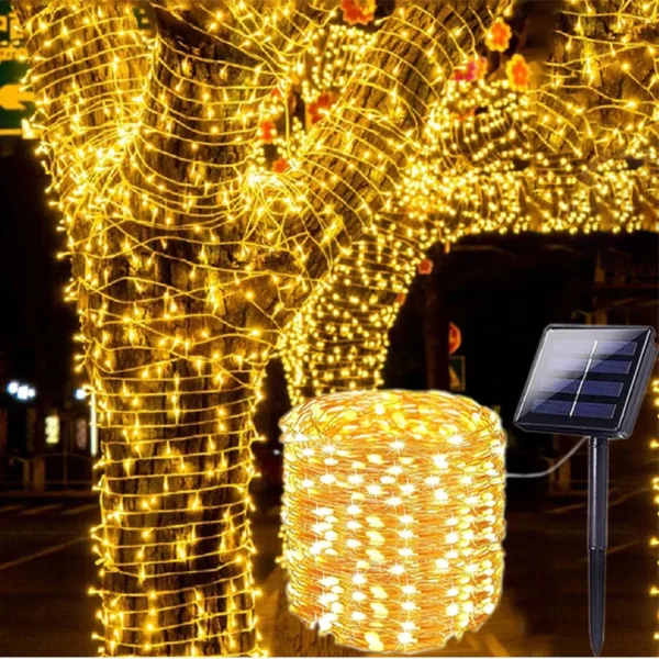 LED lumière solaire extérieure jardin fée chaîne lumière LED scintillant lampe étanche pour noël Patio arbre fête 6m/12m/23m/33m