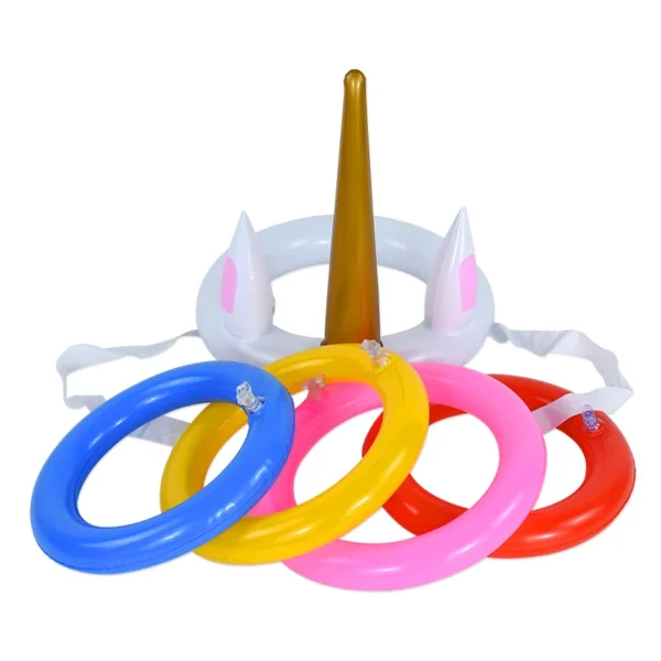 Jeu de lancer de fête licorne en plein air, jouets de piscine flottants, cadeaux gonflables pour fête d'anniversaire pour enfants, Sport aquatique, décoration de fête sur la plage - Image 8