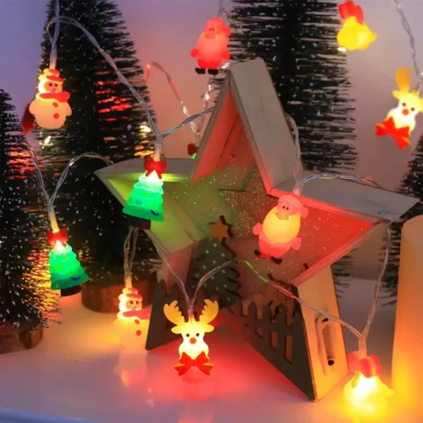 Guirxiété lumineuse de Noël en gel de pton LED, père Noël, bonhomme de neige, cloche d'arbre, motif d'élan, conceptions mixtes pour la décoration de fête, 1PC
