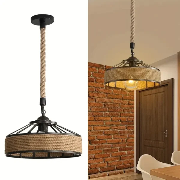 Vintage chanvre corde suspension 30/40/50 cm Restaurant LED suspension lampe industrielle vent créatif Edison ampoule décor lampes suspendues - Image 6