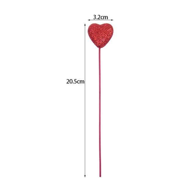 Bâtonnets de cueillette de coeur en mousse scintillante, décoration de vase, décorations de gâteau de fête d'anniversaire, bouquet de fleurs de mariage, cadeau de fête des mères, 10 pièces - Image 6