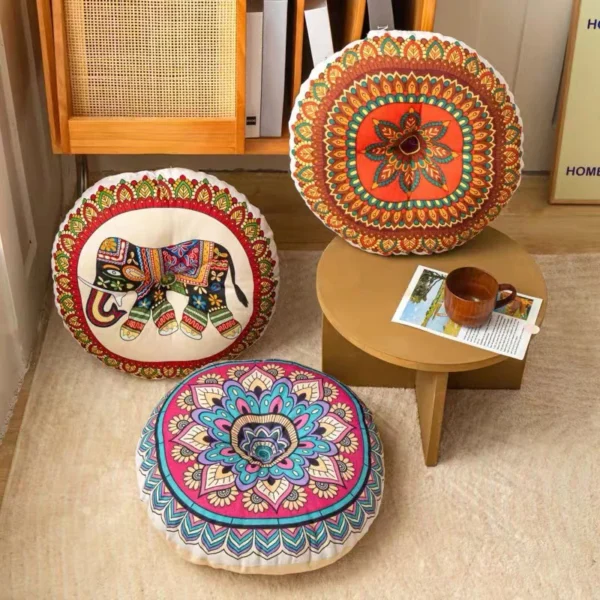 Coussin de chaise rond géométrique en coton et chanvre, pour usage domestique, tapis bouffant de Style ethnique, Tatami, coussin de siège de méditation confortable