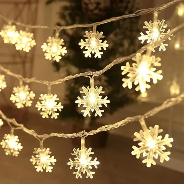 10/20/80Led flocon de neige chaîne guirlande fée lumières USB/alimenté par batterie arbre de noël vacances nouvel an chambre décoration lampes