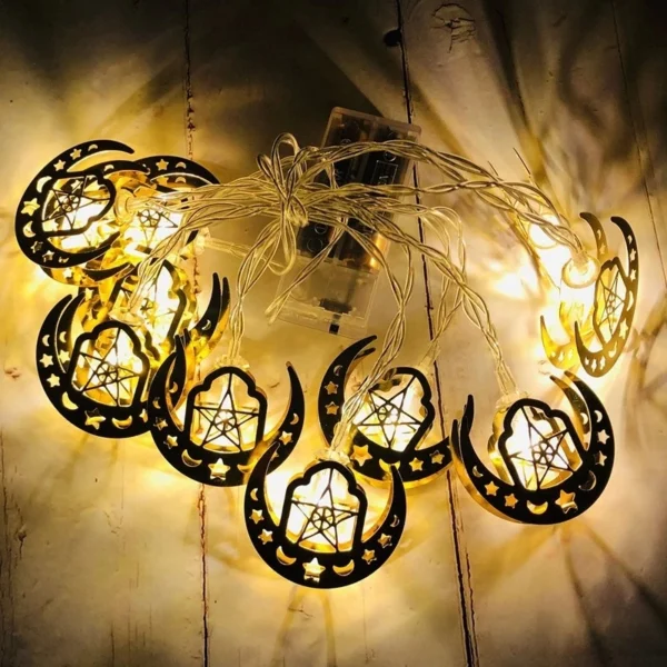 Eid Mubarak Moon Star Light String Ramadan décoration 2025 pour la maison musulmane Islam Party Decor Ramadan Guirlande lumière Al-Fitr cadeaux - Image 4