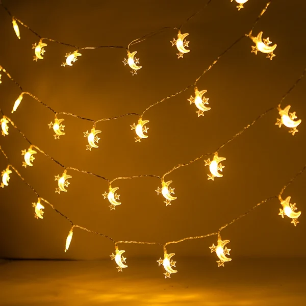 Guirlande lumineuse lune étoile Eid Mubarak 2025, décoration du Ramadan pour la maison, décor de fête musulmane islamique, cadeaux Eid Al Adha - Image 8