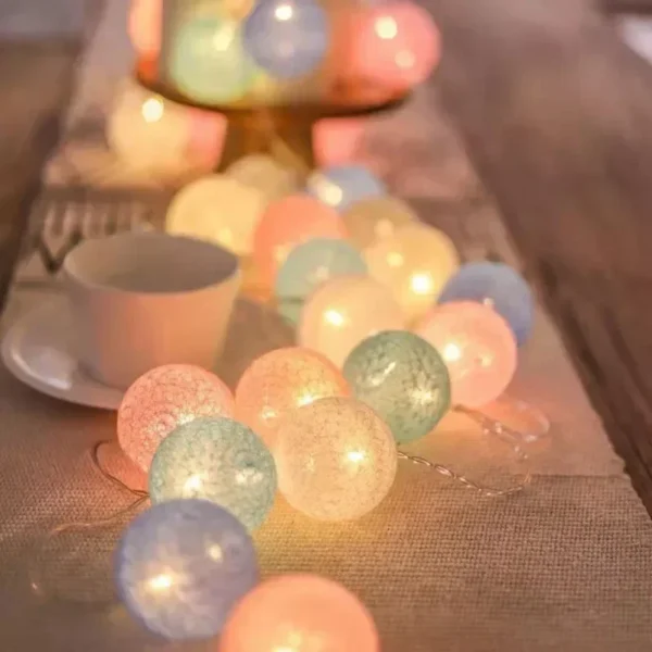 3M 20 LED coton guirlande boules lumières chaîne noël pâques extérieur suspendu fête bébé enfants chambre lit fée lumières décorations