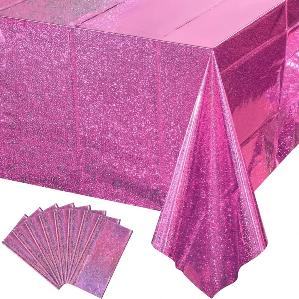 Nappe en plastique irisée, jetable et brillante, couverture de Table Laser, feuille holographique, décoration de fête pour anniversaire et mariage - Image 4