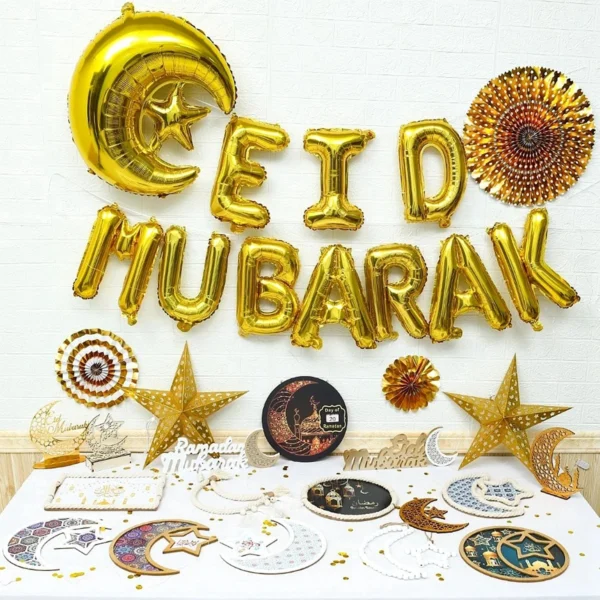 Ballon de bannière Eid Mubarak, décoration du Ramadan 2025 pour la maison, bannière du Ramadan Kareem, décor de fête musulmane islamique, cadeaux Eid Al Adha - Image 5