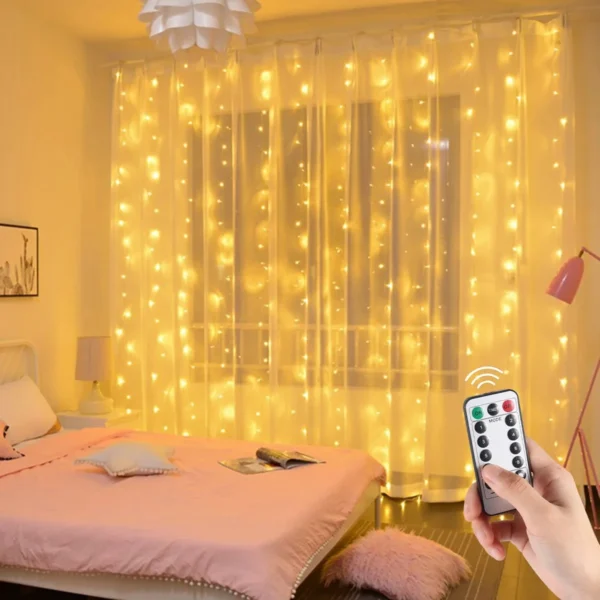 3M LED Rideau Guirlande Lumière Chaîne Télécommande USB Fée Lampe Rustique Mariage De Noël Ramadan Décoration 2025 Eid Mubarak