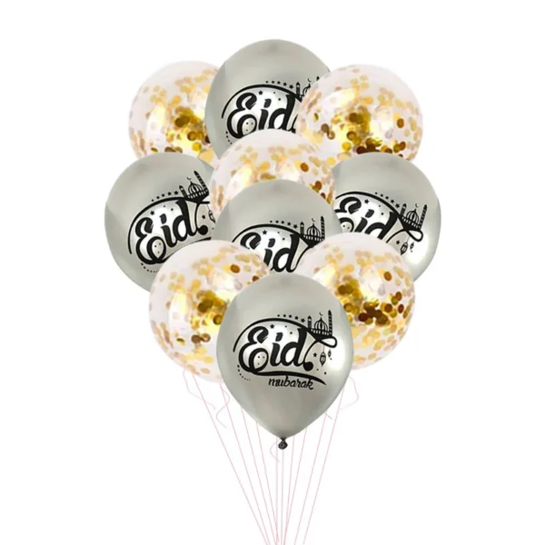 10/15 pièces Eid Mubarak ballon en Latex Ramadan Kareem décoration lune étoile château confettis Air Globos musulman islamique Festival fête - Image 6