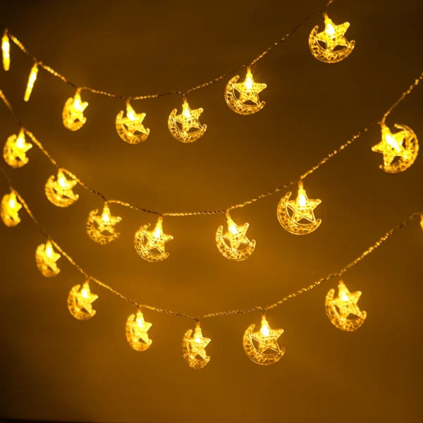 Guirlande lumineuse lune étoile Eid Mubarak 2025, décoration du Ramadan pour la maison, décor de fête musulmane islamique, cadeaux Eid Al Adha - Image 2