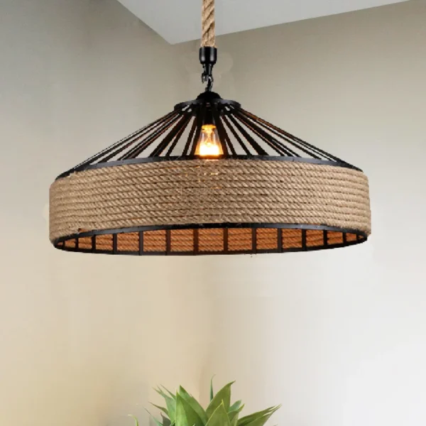 Vintage chanvre corde suspension 30/40/50 cm Restaurant LED suspension lampe industrielle vent créatif Edison ampoule décor lampes suspendues - Image 5