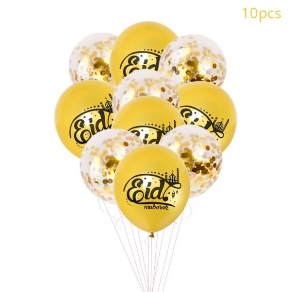 10/15 pièces Eid Mubarak ballon en Latex Ramadan Kareem décoration lune étoile château confettis Air Globos musulman islamique Festival fête - Image 5