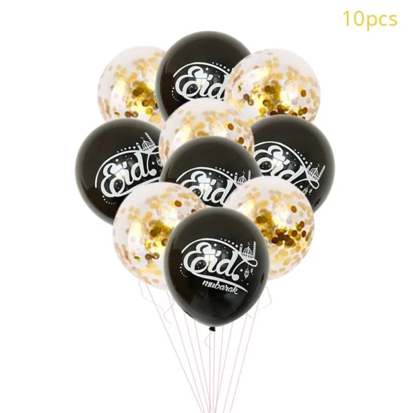 10/15 pièces Eid Mubarak ballon en Latex Ramadan Kareem décoration lune étoile château confettis Air Globos musulman islamique Festival fête - Image 4