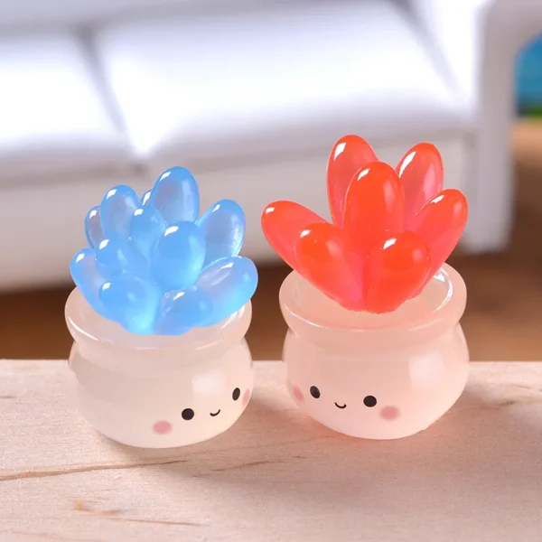 Figurines miniatures de Cactus succulents lumineux, Micro ornements de paysage pour la décoration de la maison, accessoires de décoration de salle de voiture - Image 4