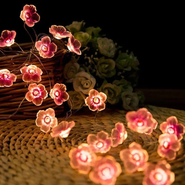 3M 30LEDS fleur de cerisier fée chaîne lumières rose fleur chaîne lampes alimenté par batterie pour la décoration extérieure de guirlande de noël