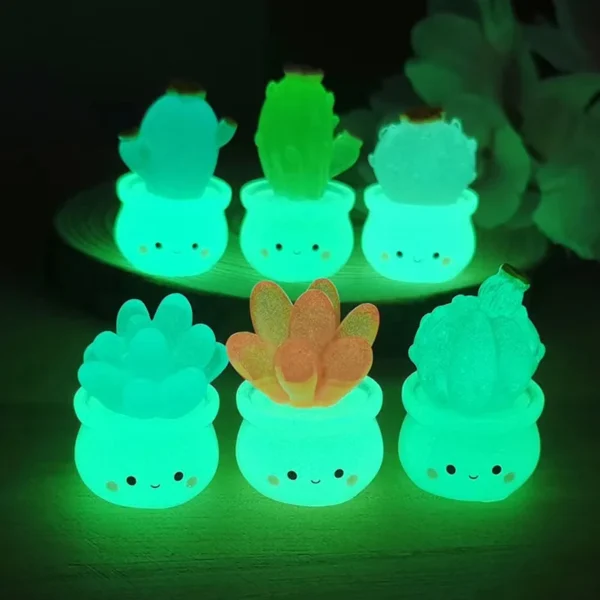 Figurines miniatures de Cactus succulents lumineux, Micro ornements de paysage pour la décoration de la maison, accessoires de décoration de salle de voiture - Image 2
